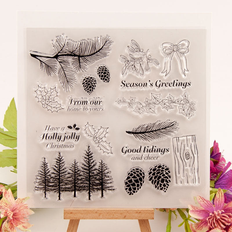 Ready Made Rubber Stamp - Christmas Plant Transparent Decorative Silicone Stamps